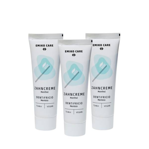 EMIKO Care Zahncreme Menthol, Set 3x 75 ml Tube