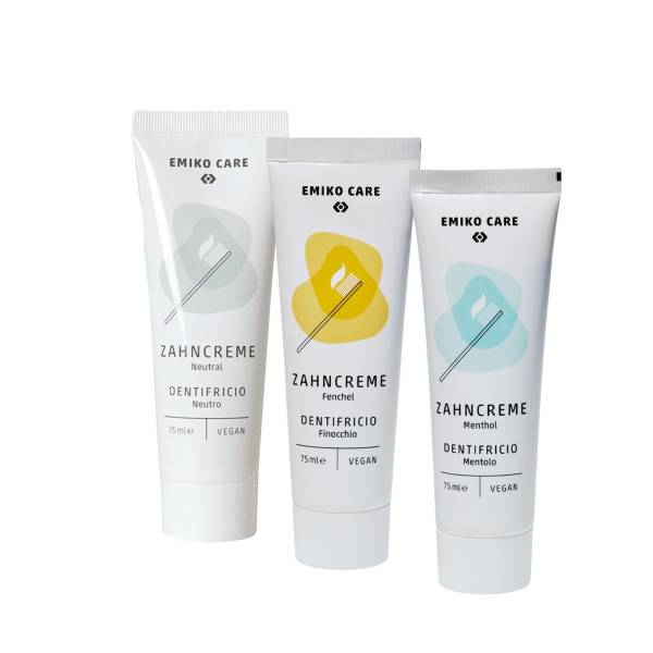 EMIKO Care Zahncreme - Neutral, Fenchel, Menthol 3er Set